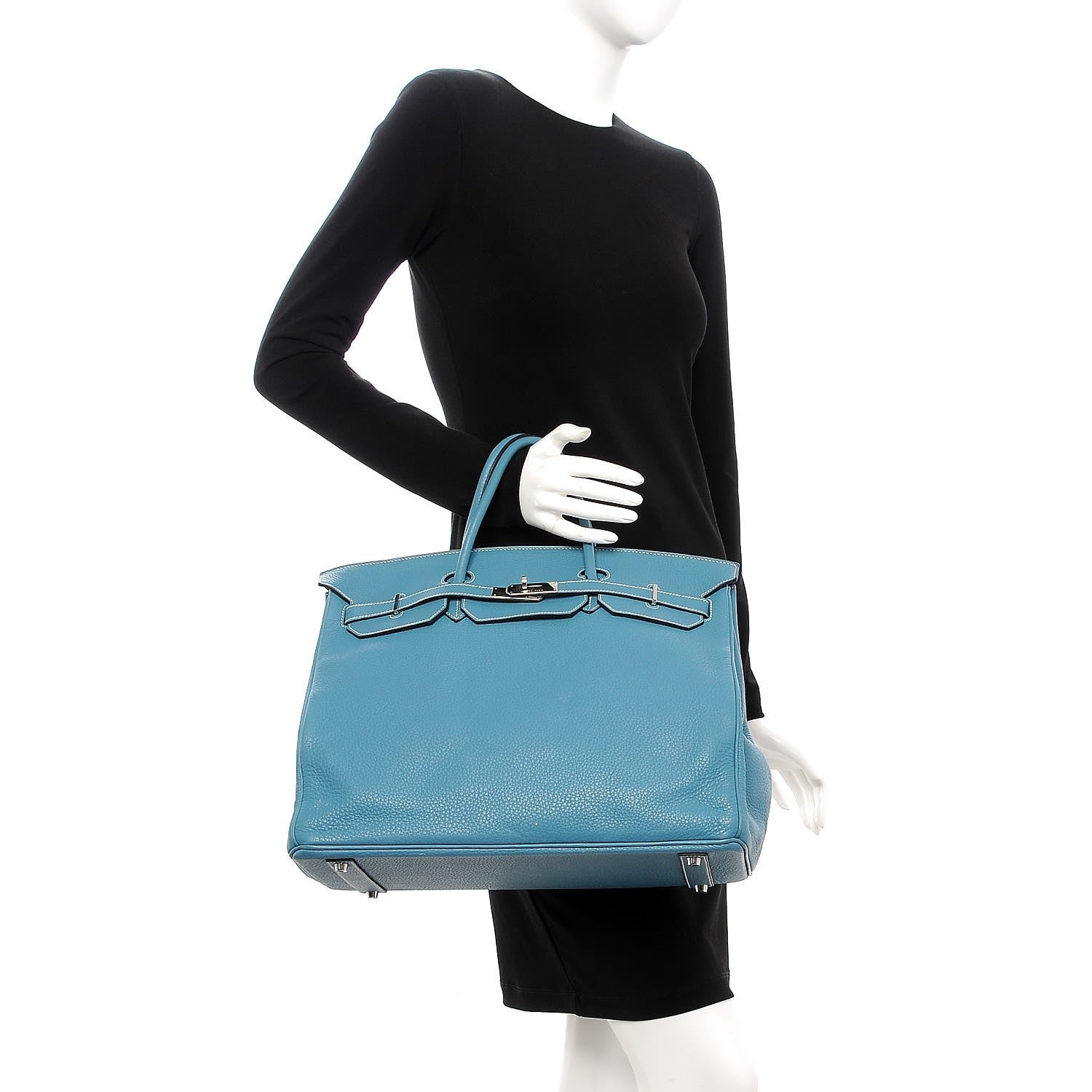 Hermes Taurillon Clemence Birkin 40 Blue Jean 2 of 28