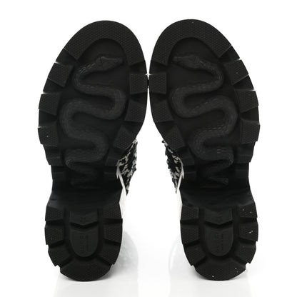 Gucci Tweed GG Monogram Lace Up Combat Ankle Boots 39.5 Black 5 of 10