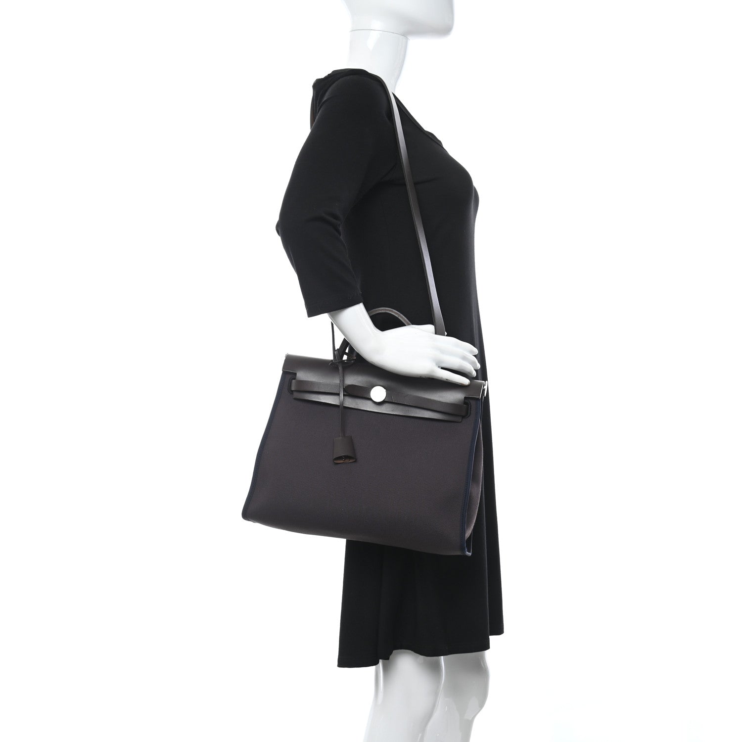 Hermes Vache Hunter Toile Herbag Zip 31 PM Prune Black Marine 3 of 13