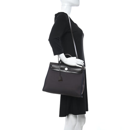 Hermes Vache Hunter Toile Herbag Zip 31 PM Prune Black Marine 3 of 13
