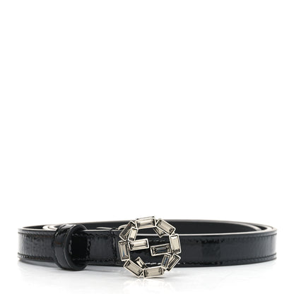 Gucci Patent Crystal Double G Thin Belt 95 38 Black 1 of 5