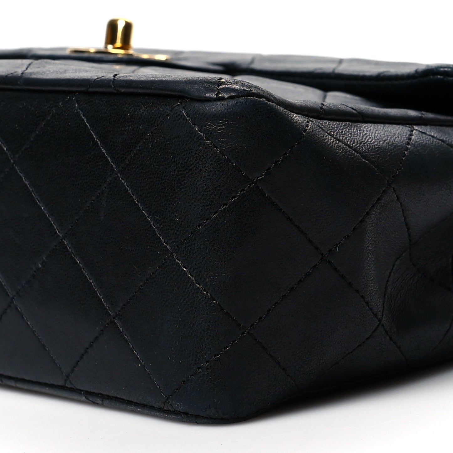 Lambskin Quilted Medium Double Flap Black
