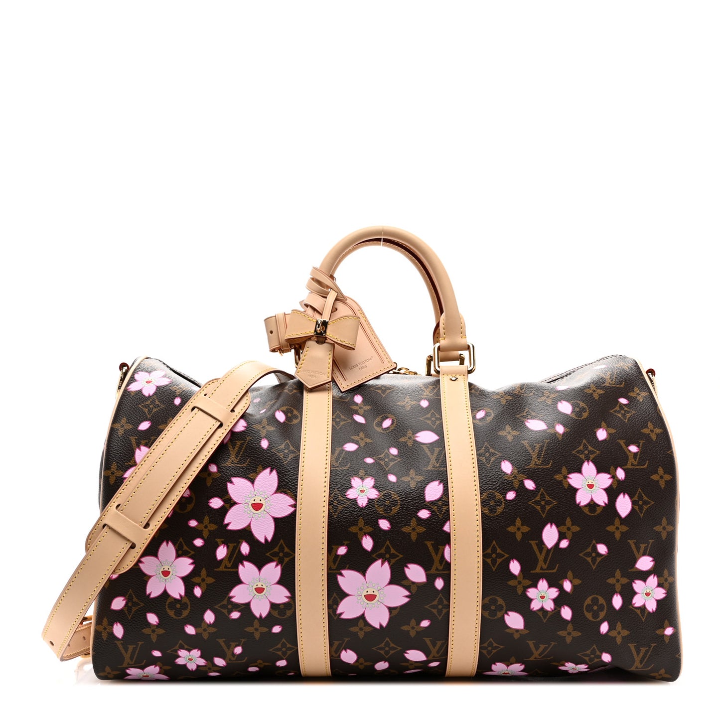 LV X TM Monogram Cherry Blossom Keepall Bandouliere 45 Sakura Brown