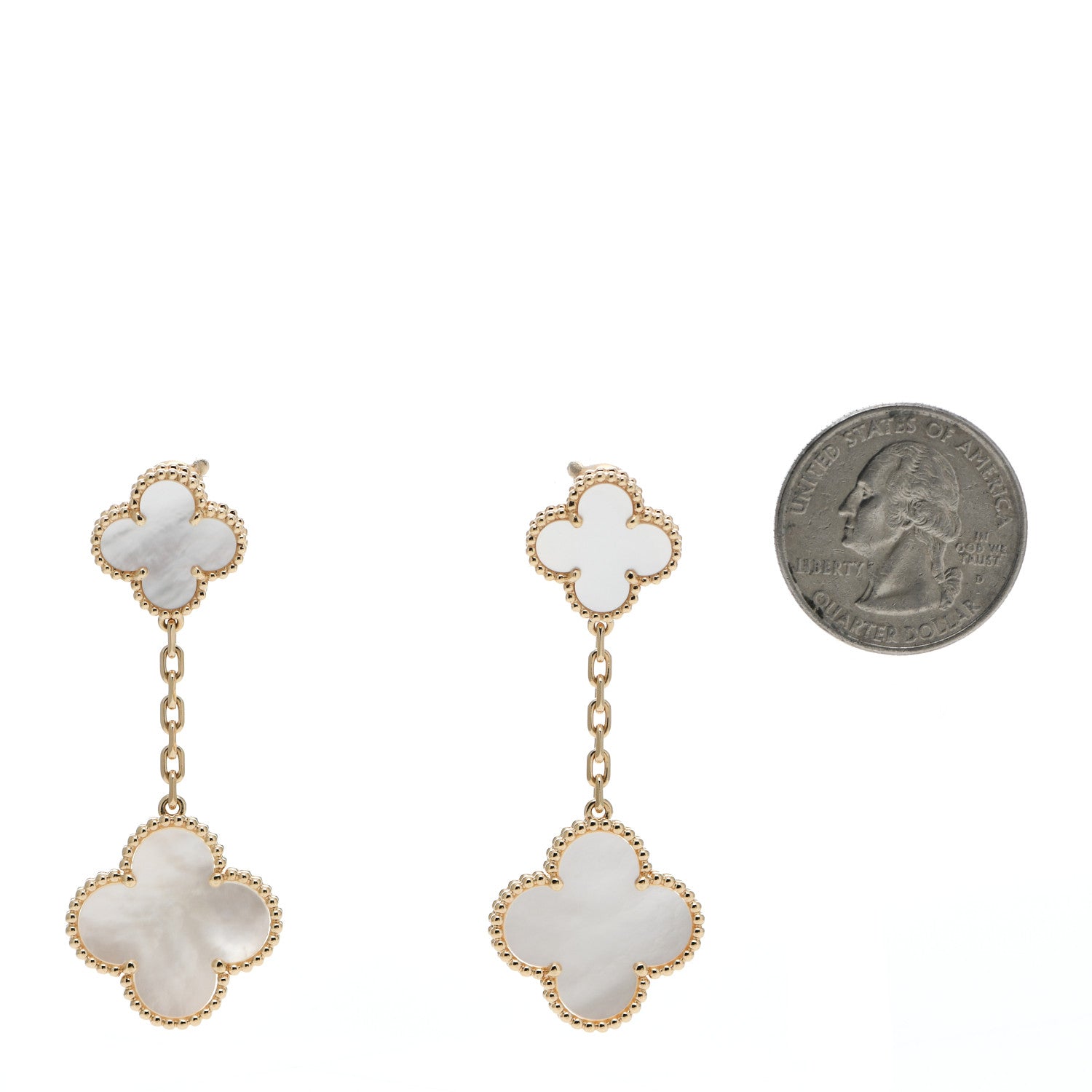 Van Cleef & Arpels 18K Yellow Gold Mother of Pearl 2 Motifs Magic Alhambra Earrings 2 of 5