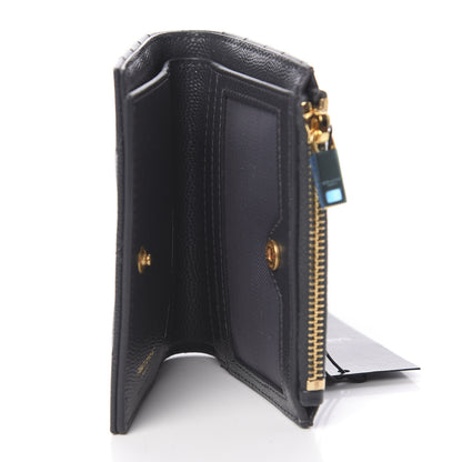 Saint Laurent Grain De Poudre Matelasse Chevron Monogram Zipped Card Case Dark Smog 5 of 8