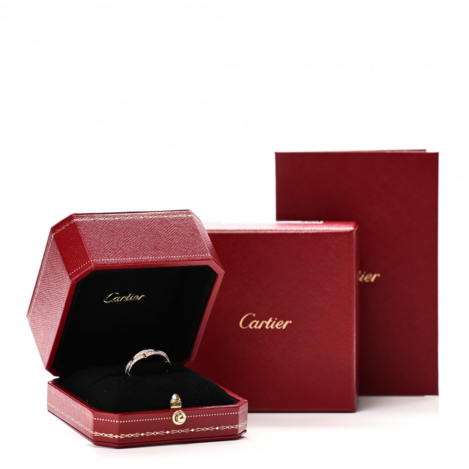 Cartier 18K Pink Gold Diamond Maillon Panthere 2 Half Rows Ring 53 6.5 5 of 5