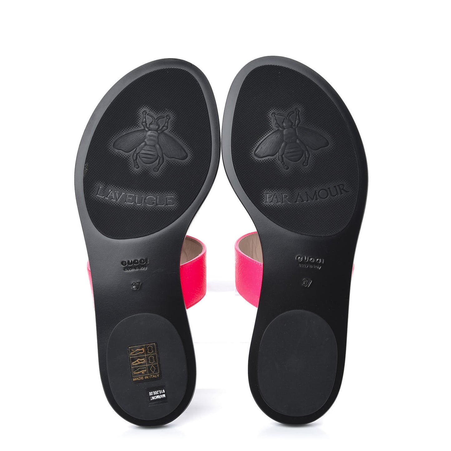 Calfskin GG Marmont Thong Sandals 37 Fuxia Fluo