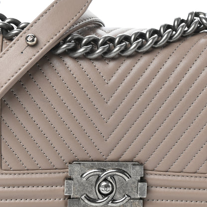 Chanel Calfskin Chevron Quilted Small Boy Flap Taupe 8 of 10