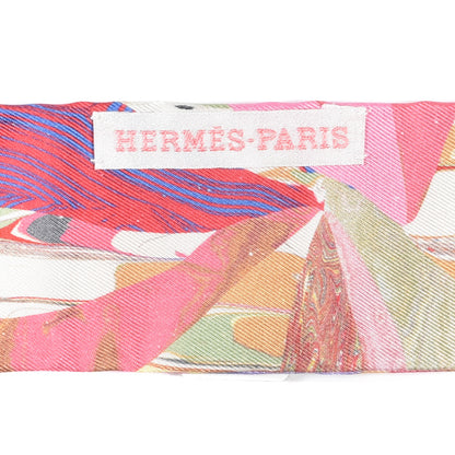 Hermes Silk Marble Silk Twilly Rose Vert Violet 3 of 4