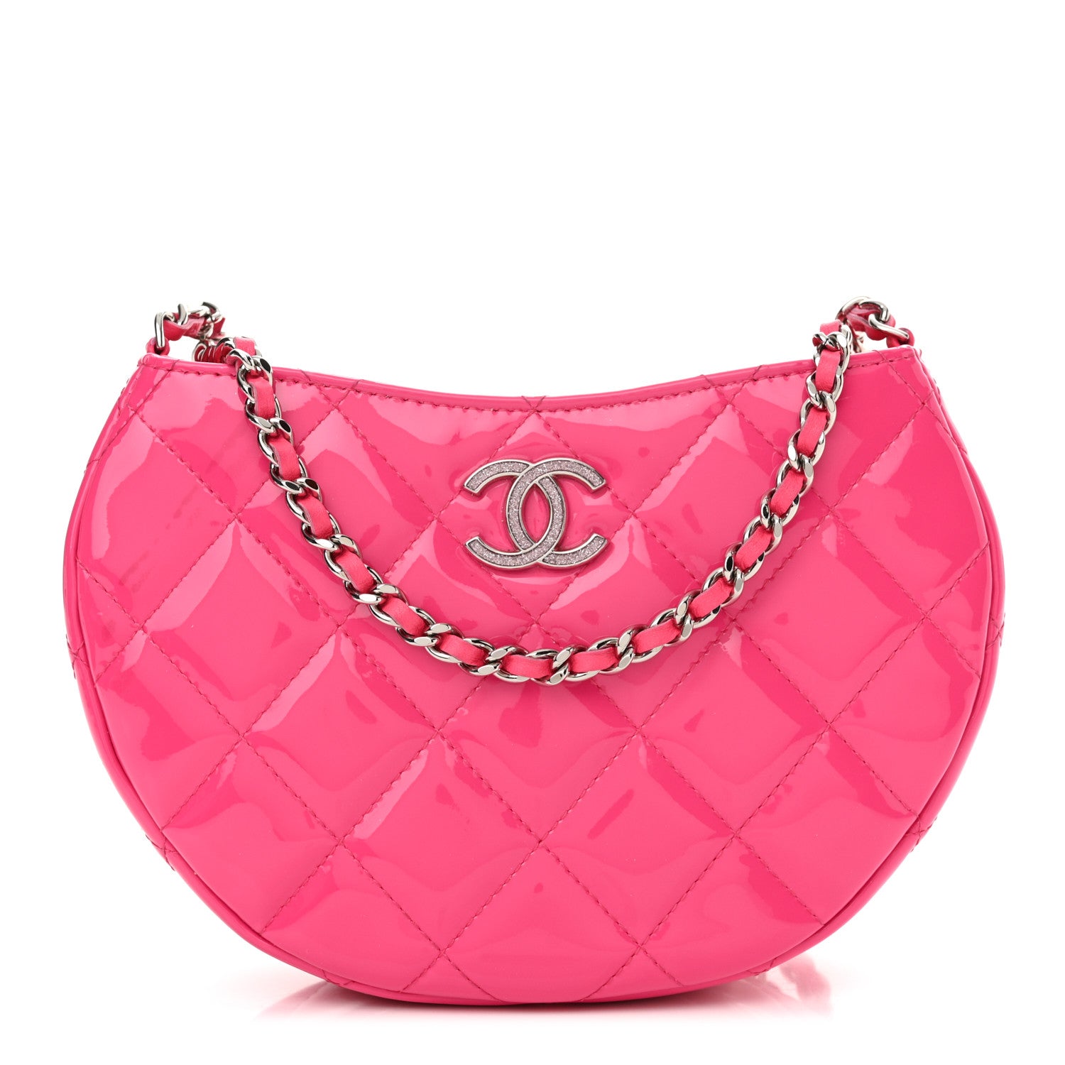 Chanel Patent Calfskin Quilted Enamel CC Charms Hobo Pink 1532456