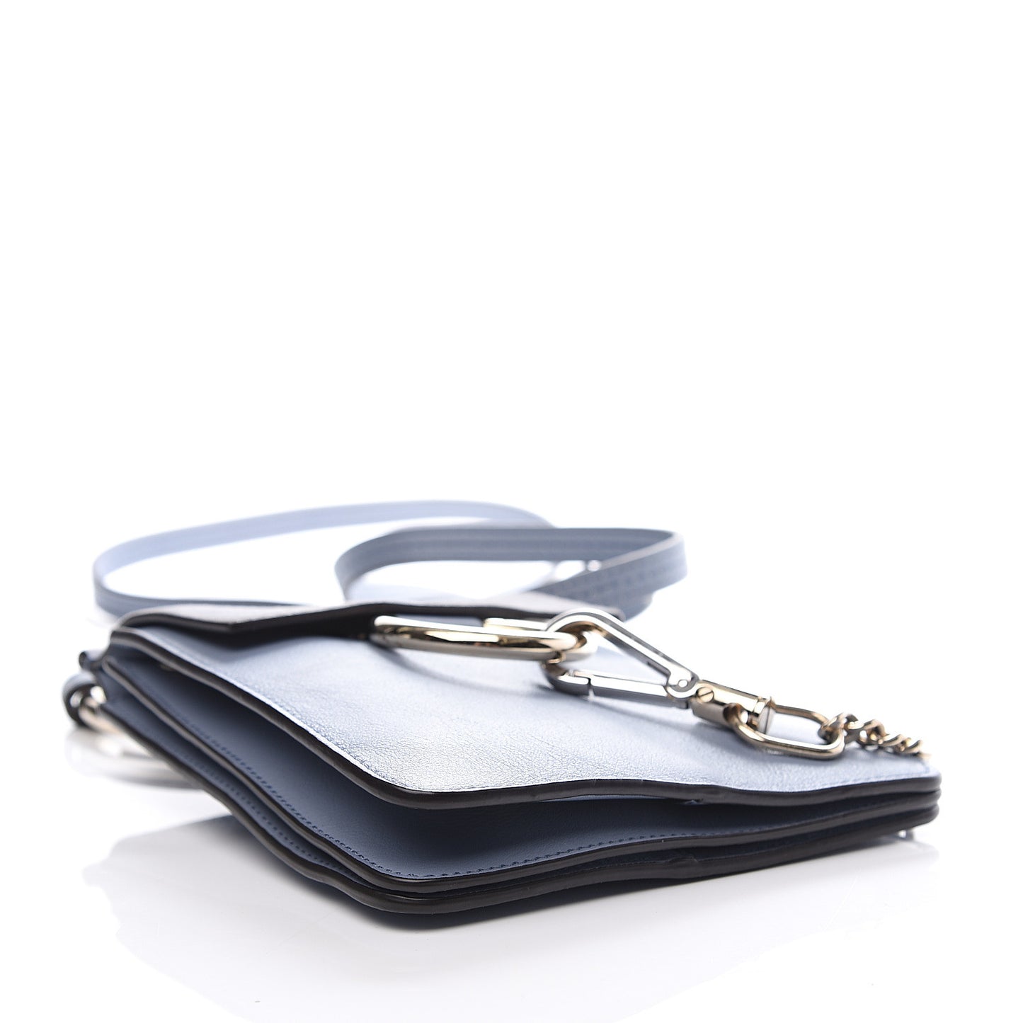 Suede Calfskin Mini Faye Bracelet Bag Washed Blue
