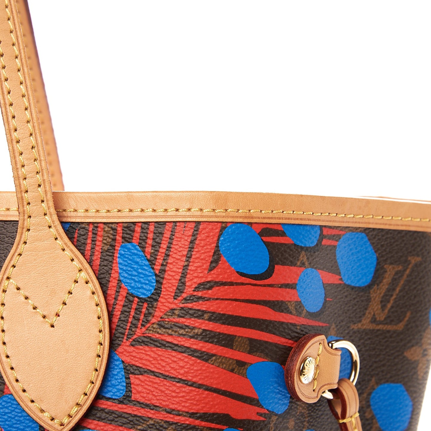 Monogram Jungle Dots Neo Neverfull MM Coquelicot Denim