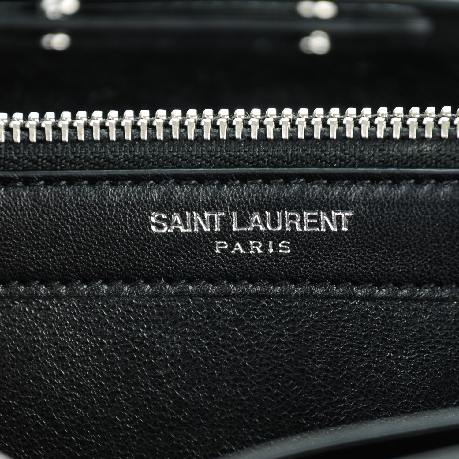 Saint Laurent Velvet Monogram Chain Wallet Black 6 of 8