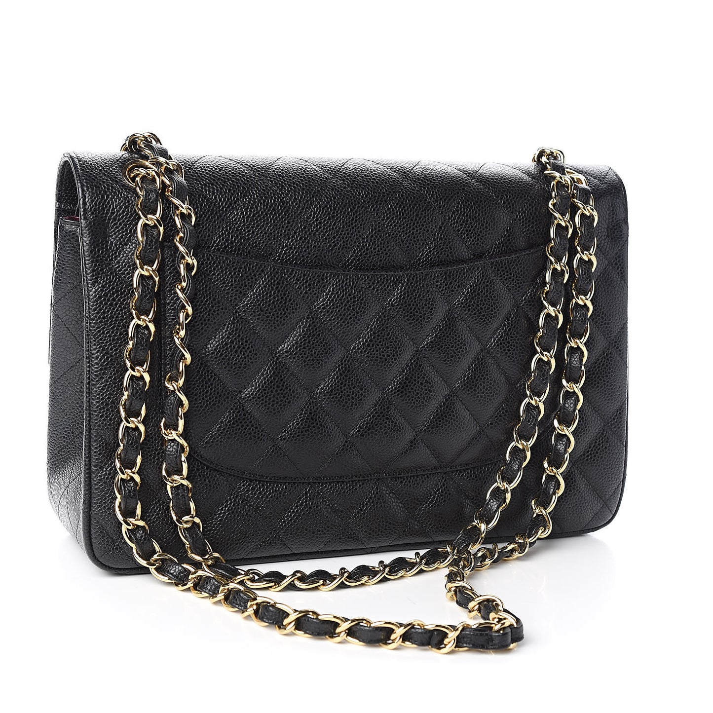 Caviar Quilted Jumbo Double Flap Black