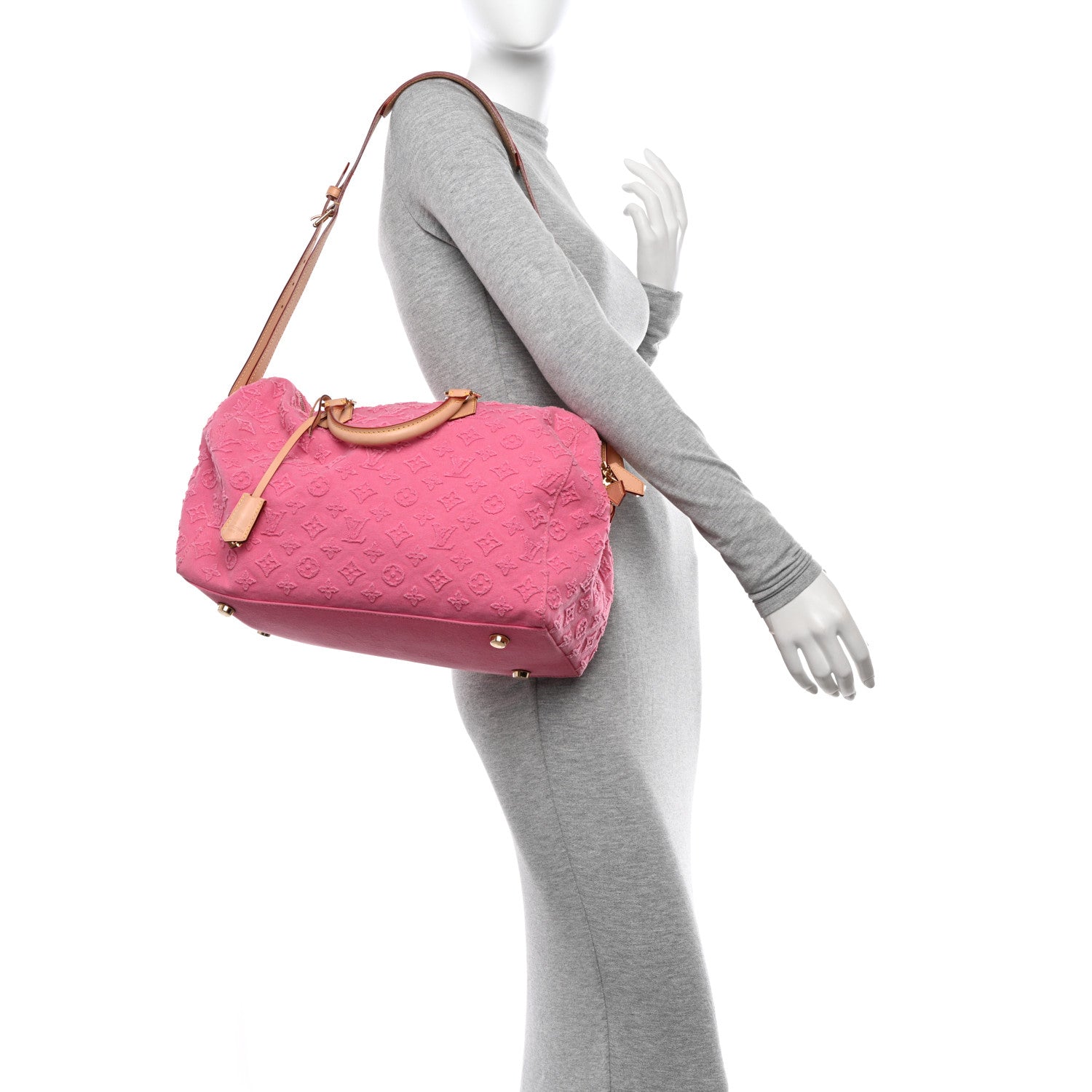 Louis Vuitton Denim Monogram Stone Speedy Bandouliere 35 Rose 2 of 10