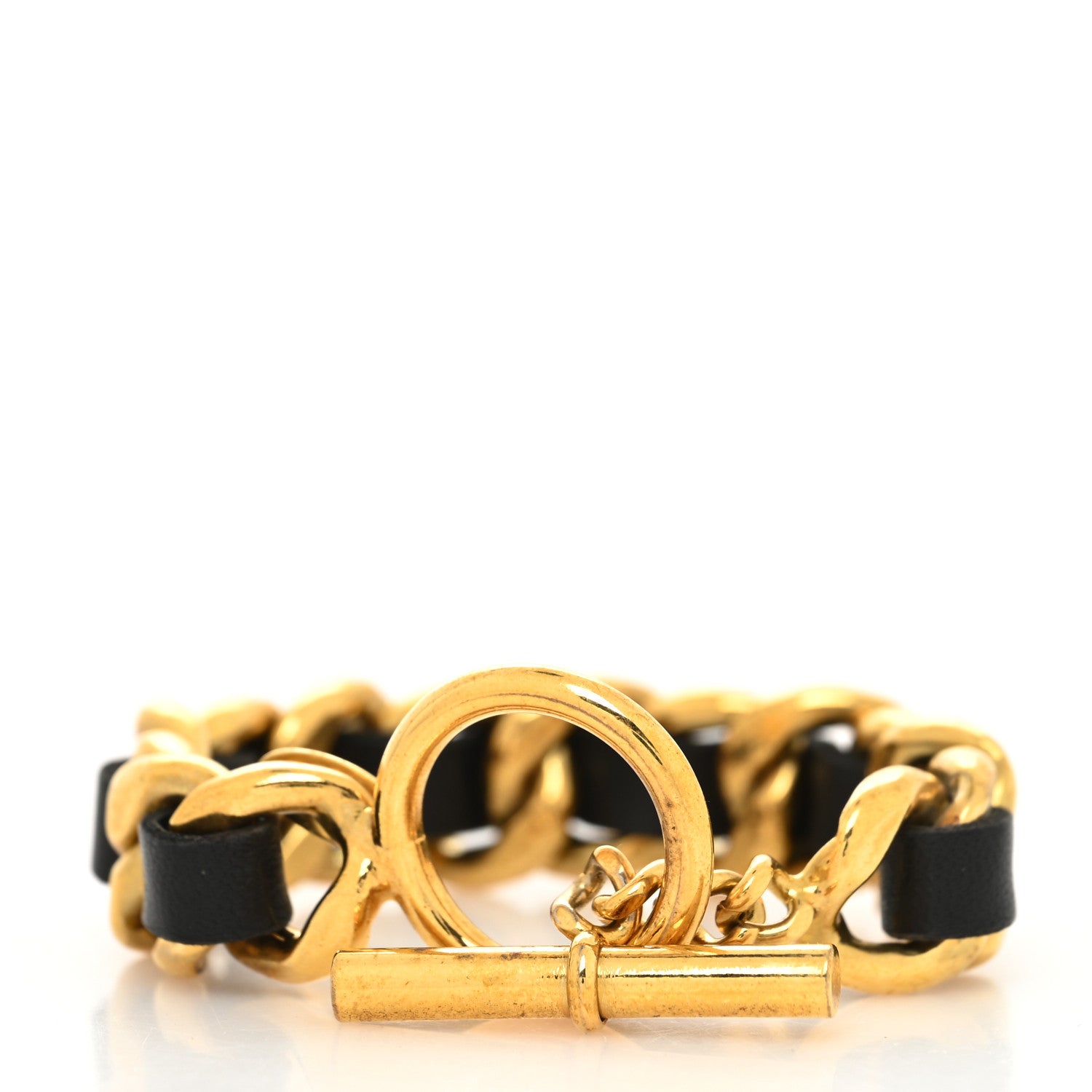 Chanel Lambskin Chain Bracelet Black Gold 3 of 4