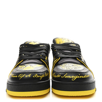 Louis Vuitton Calfskin Graffiti Mens LV Trainer Sneakers 8 Black Yellow 3 of 11
