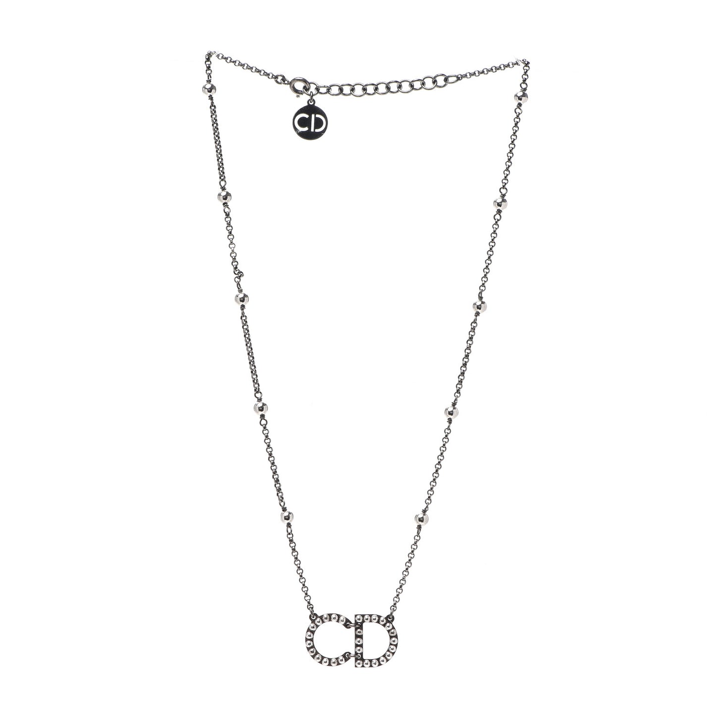 Metal Logo CD Necklace Ruthenium