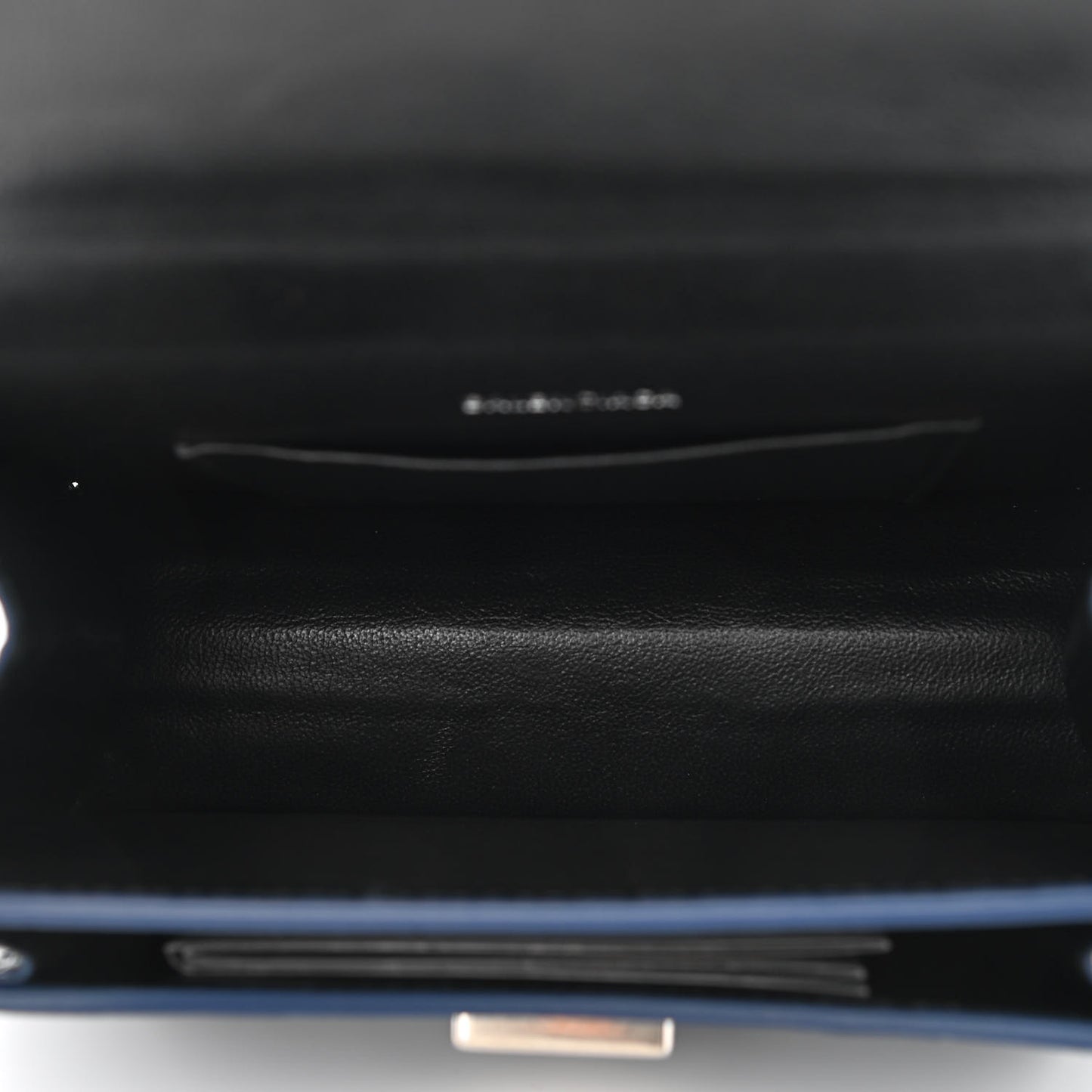 Shiny Calfskin Crocodile Embossed XS Sharp Top Handle Bag Navy