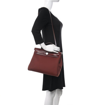 Hermes Military Toile Vache Hunter Herbag Zip Retourne 31 PM Rouge H 2 of 11