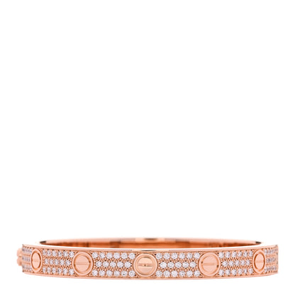 Cartier 18K Pink Gold Diamond LOVE Paved Bracelet 16 1 of 7