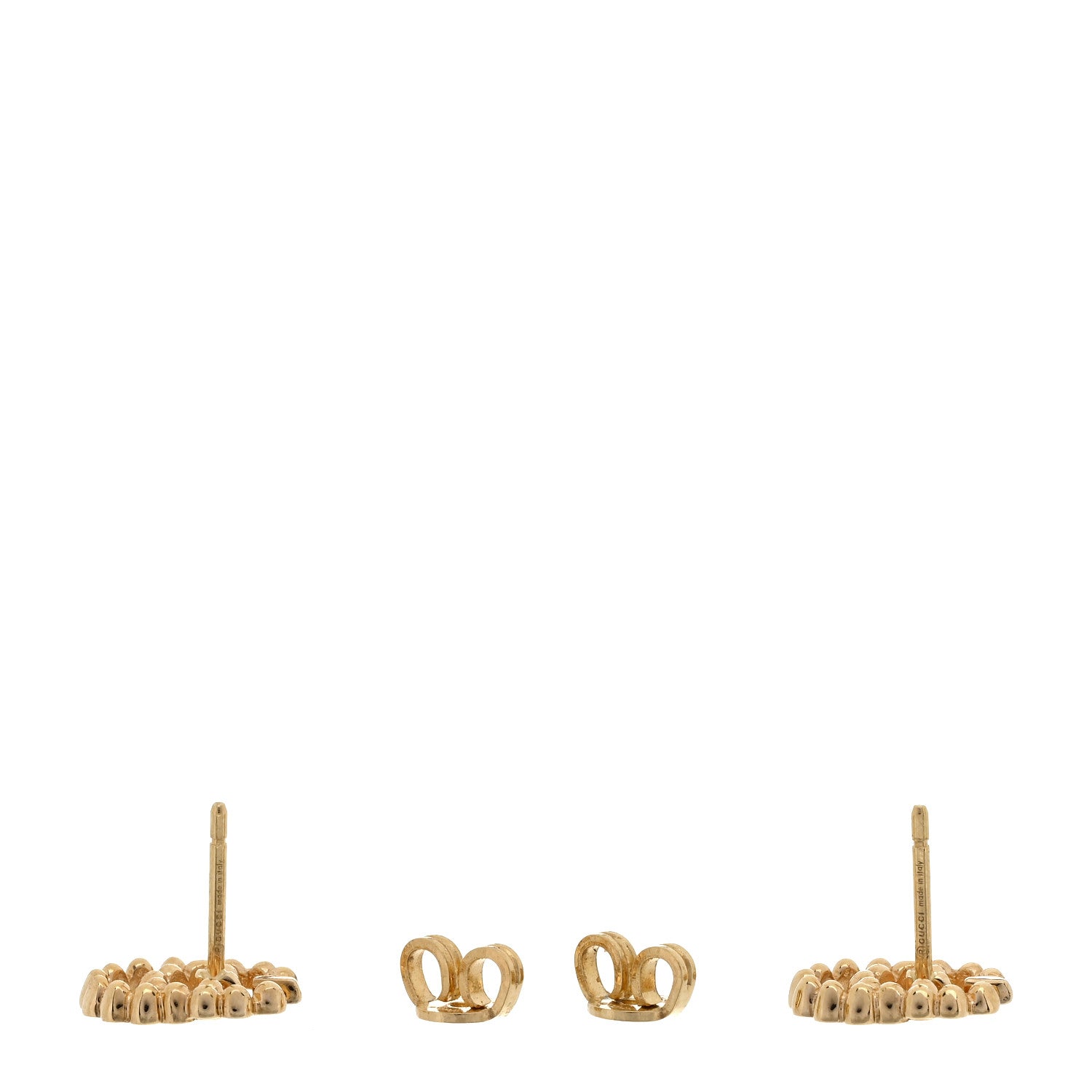 Gucci 18K Yellow Gold Running G Scalloped Stud Earrings 3 of 4