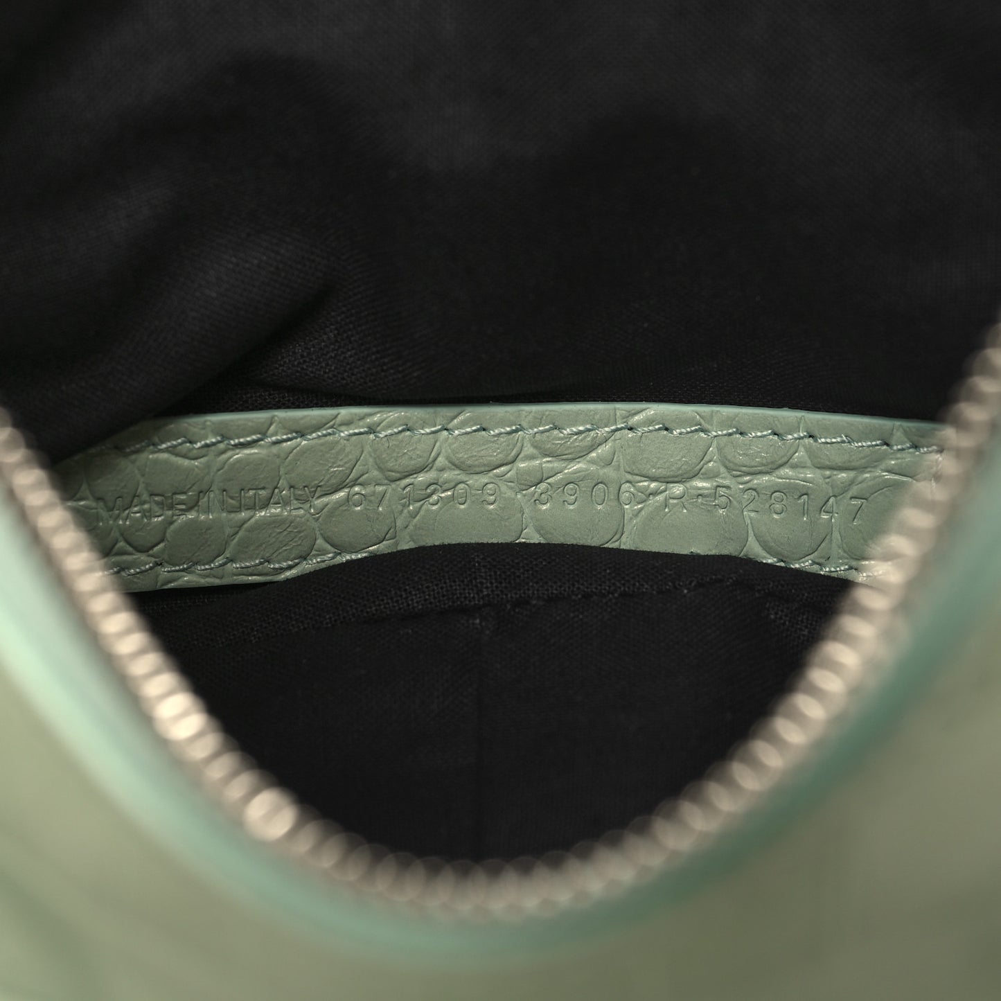 Extra Supple Calfskin Crocodile Embossed Le Cagole Shoulder Bag XS Light Green