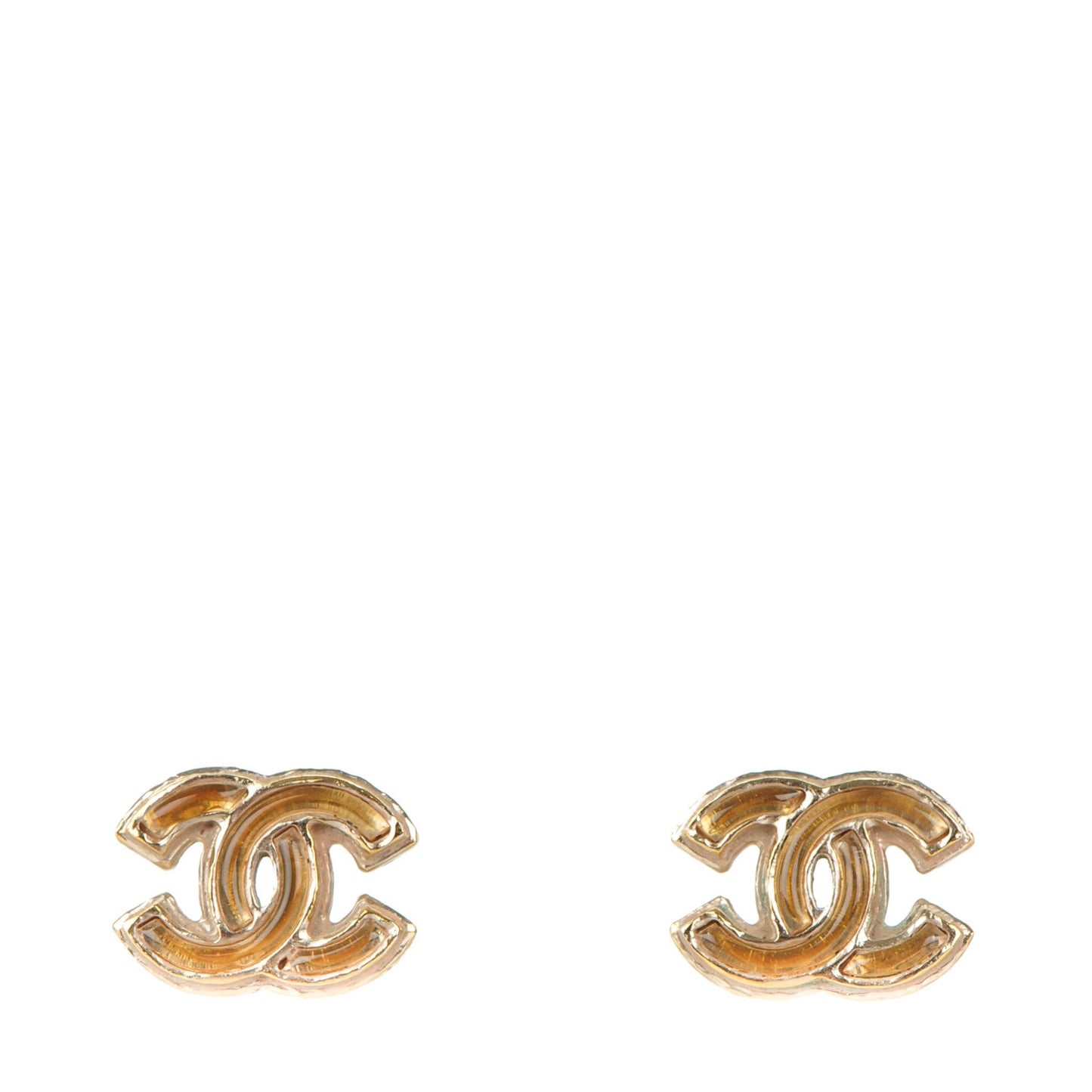 Enamel CC Earrings Gold Light Gold
