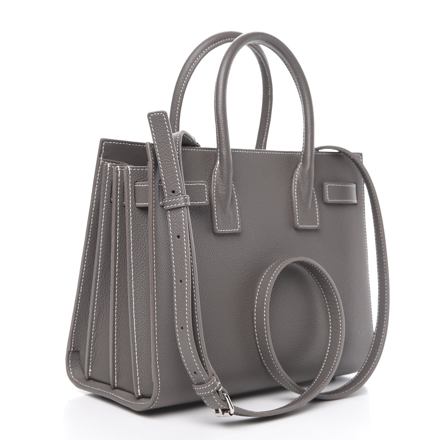 Saint Laurent Grained Calfskin Topstich Baby Sac De Jour Fog 4 of 13