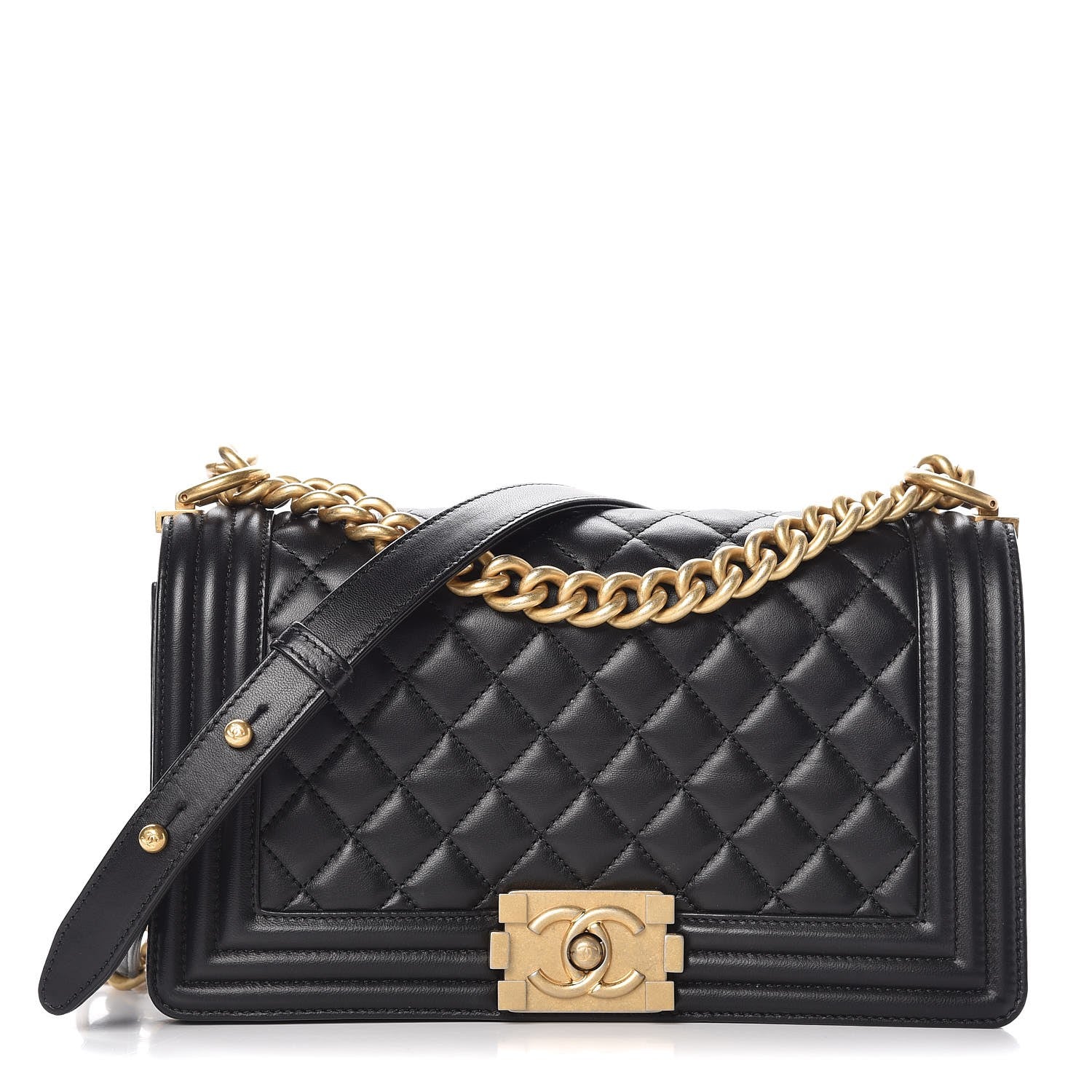 Chanel Lambskin Quilted Medium Boy Flap Black 1 of 8