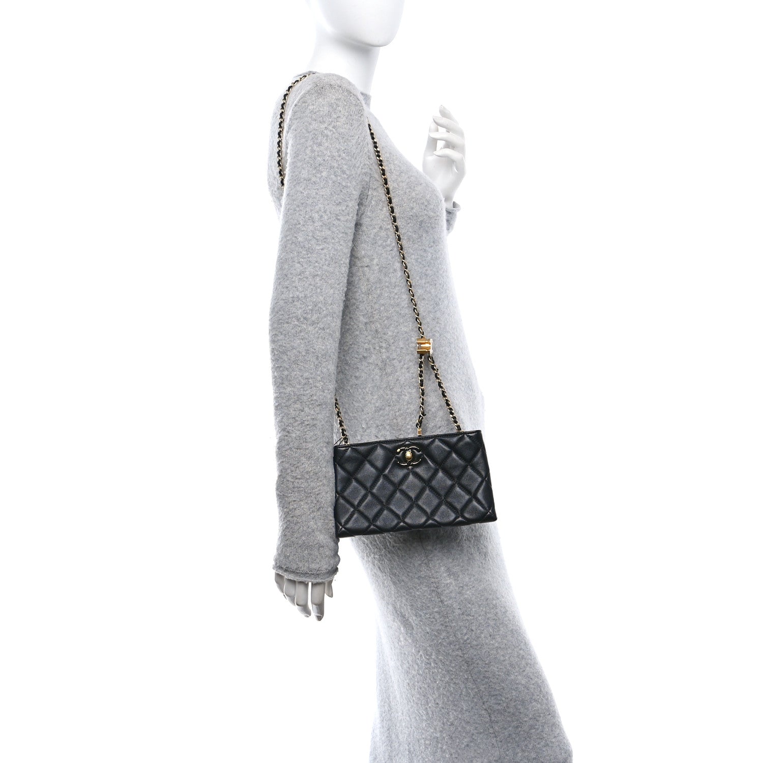 Chanel Lambskin Quilted Enamel Mini Shopping Bag Black 2 of 10