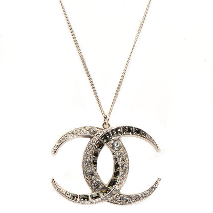 Chanel Crystal Baguette CC Necklace Silver 1 of 4