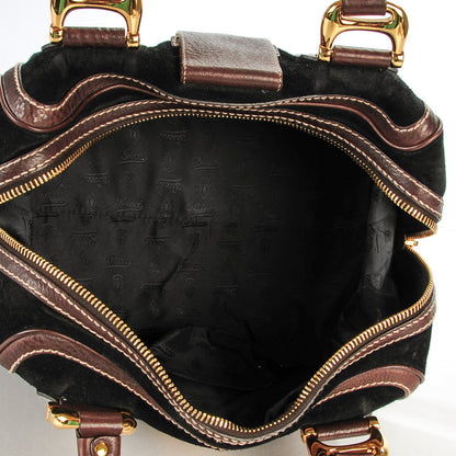 Gucci Suede Leather Medium Aviatrix Boston Black Brown 5 of 7