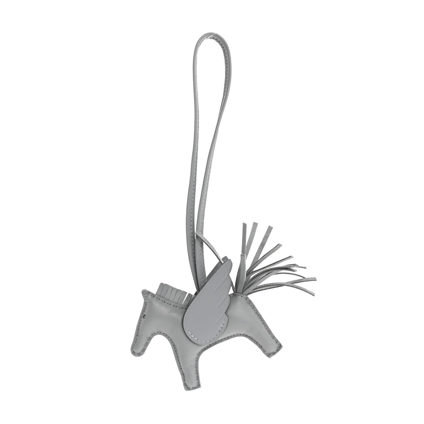 Milo Lambskin Grigri Rodeo Pegase Horse Bag Charm PM Gris Pantin