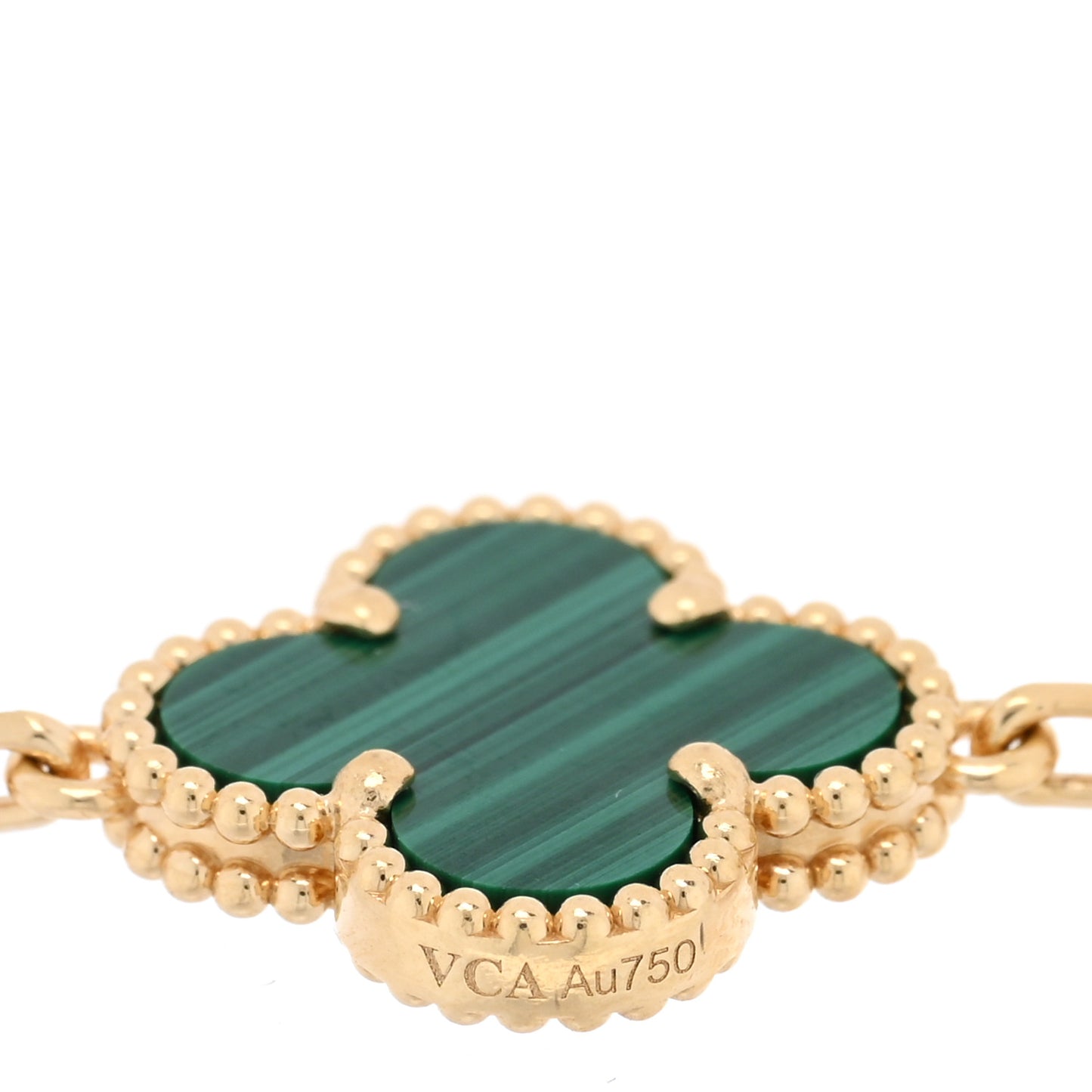 18K Yellow Gold Malachite 5 Motifs Vintage Alhambra Bracelet
