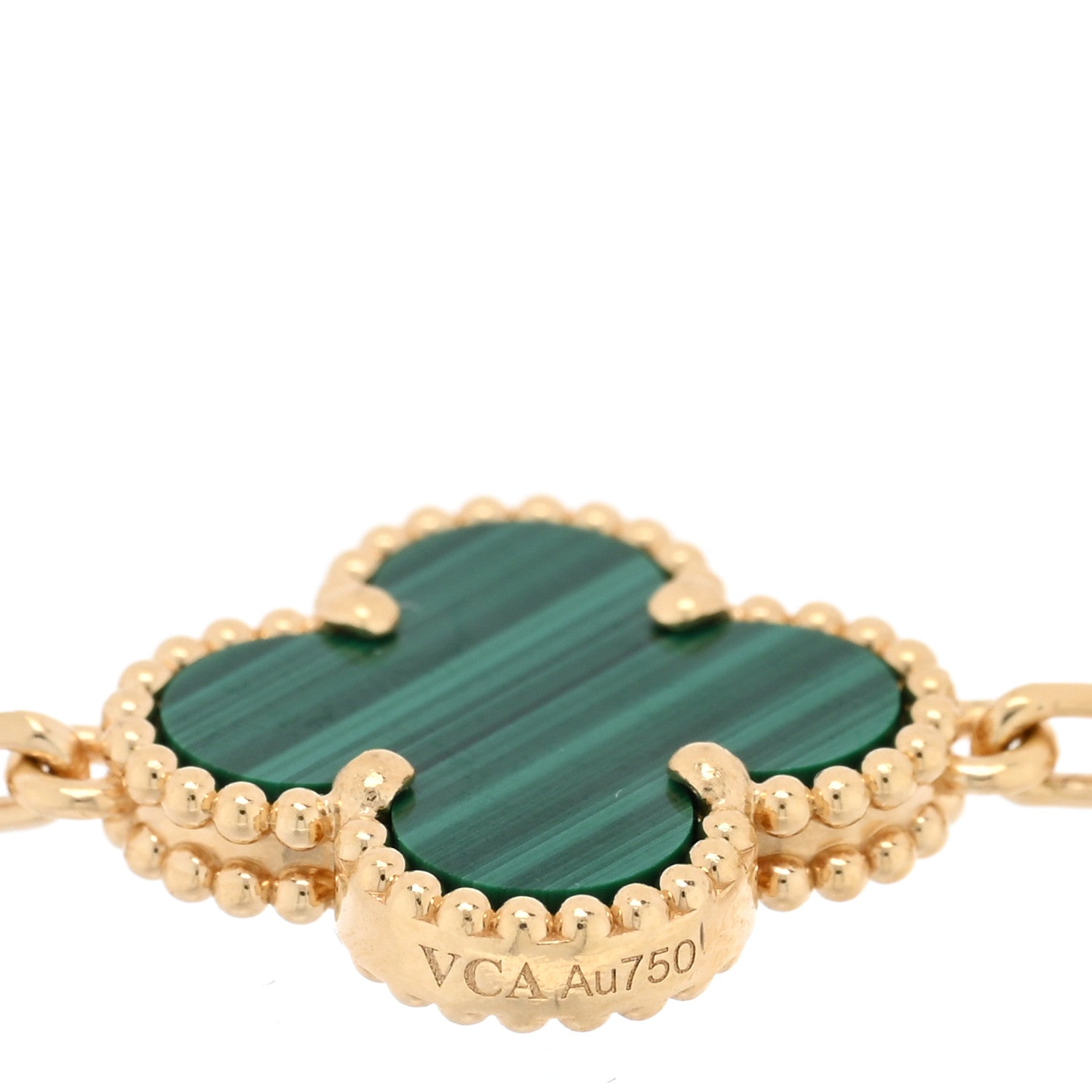 Van Cleef & Arpels 18K Yellow Gold Malachite 5 Motifs Vintage Alhambra Bracelet 3 of 3