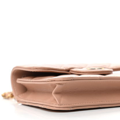 Chanel Lambskin Quilted Top Handle Flap Coin Purse With Chain Beige 9 of 13