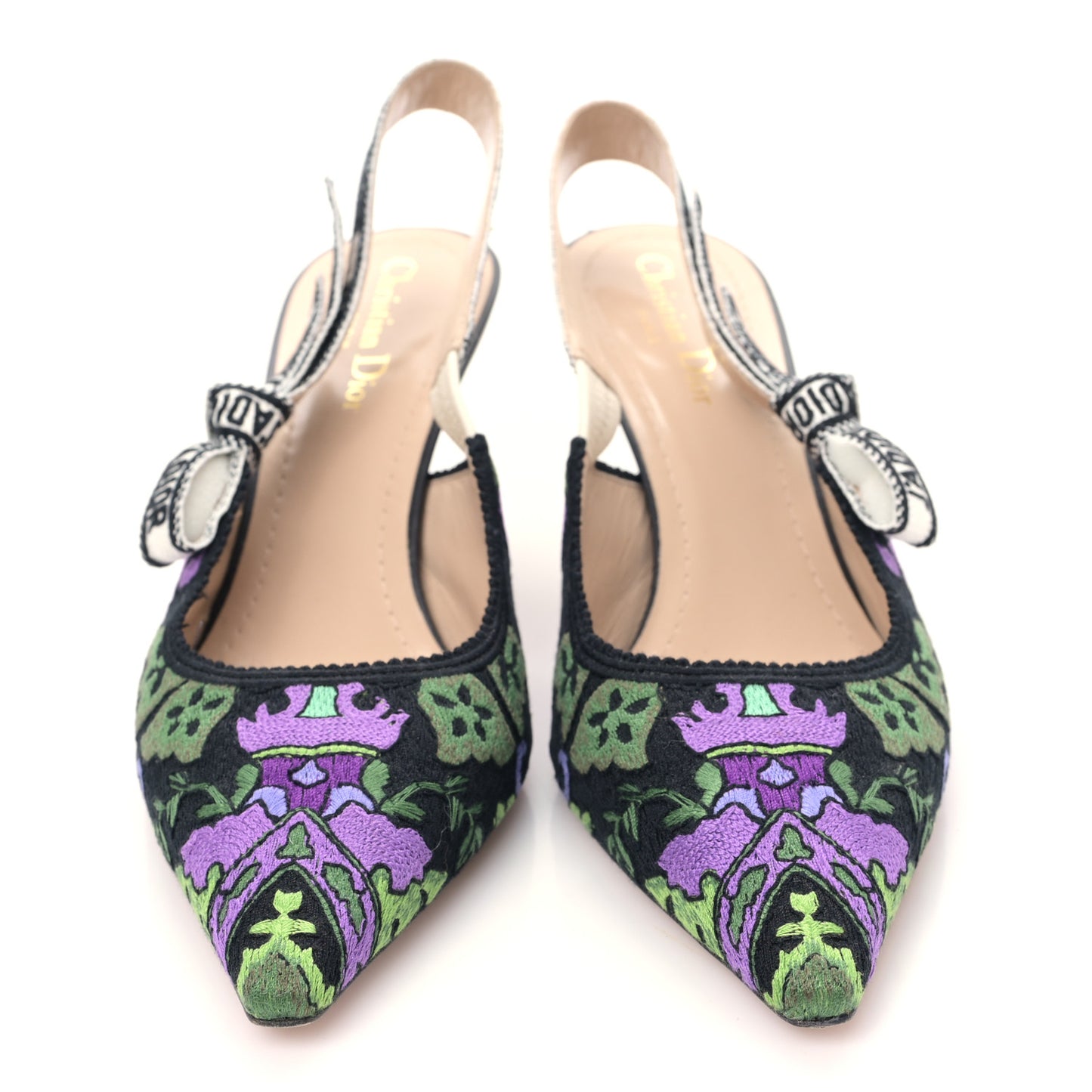 Canvas Embroidered Indian J'Adior Slingback 65mm Pumps 40.5 Multicolor