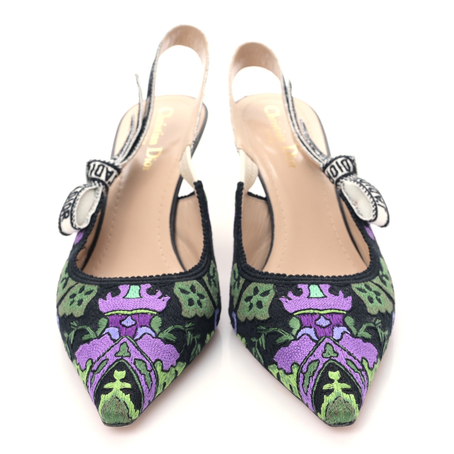 Christian Dior Canvas Embroidered Indian J'Adior Slingback 65mm Pumps 40.5 Multicolor 2 of 8
