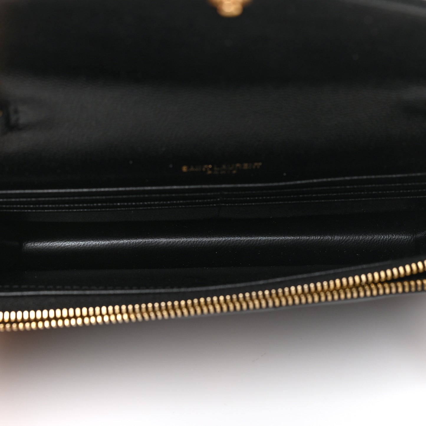 Grain De Poudre Matelasse Chevron Monogram Envelope Chain Wallet Black