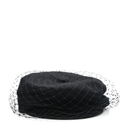 Christian Dior Cotton Canvas Arty Cap with Veil 58 Black 3 of 8