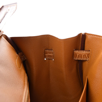Hermes Togo Shiny Niloticus Crocodile Birkin Touch 30 Caramel Tabac Camel 14 of 34