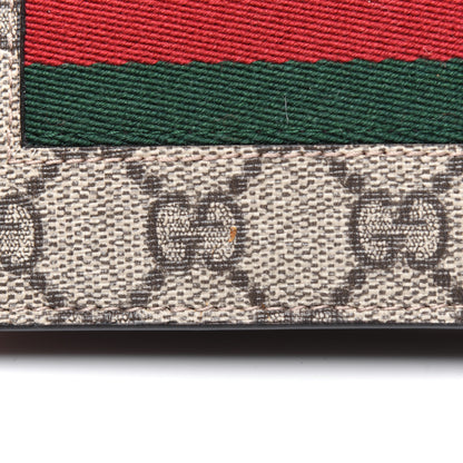 Gucci GG Supreme Monogram Selleria Calfskin Web New Web Bi-Fold Wallet Beige Ebony Cocoa 11 of 12