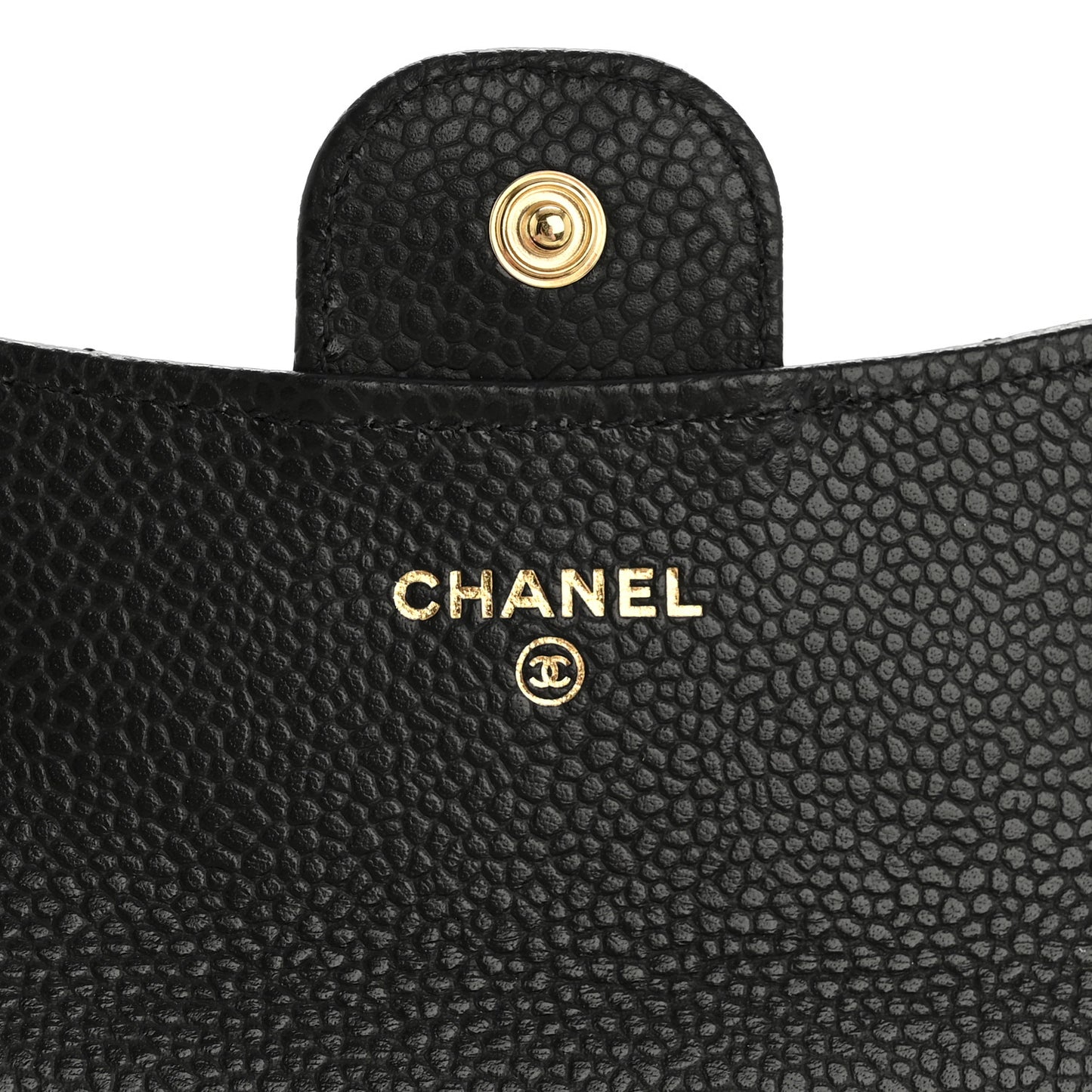 Caviar Quilted Flap Card Holder Wallet Black