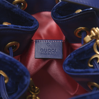 Gucci Velvet Matelasse GG Marmont Bucket Bag Cobalt Blue 6 of 11