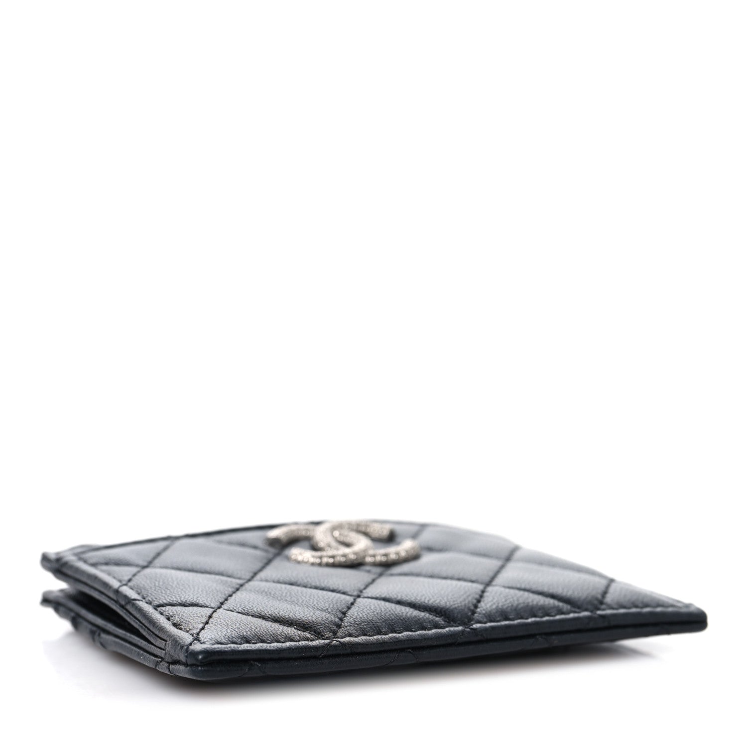Chanel Lambskin Quilted CC Zip Card Holder Black 1773859