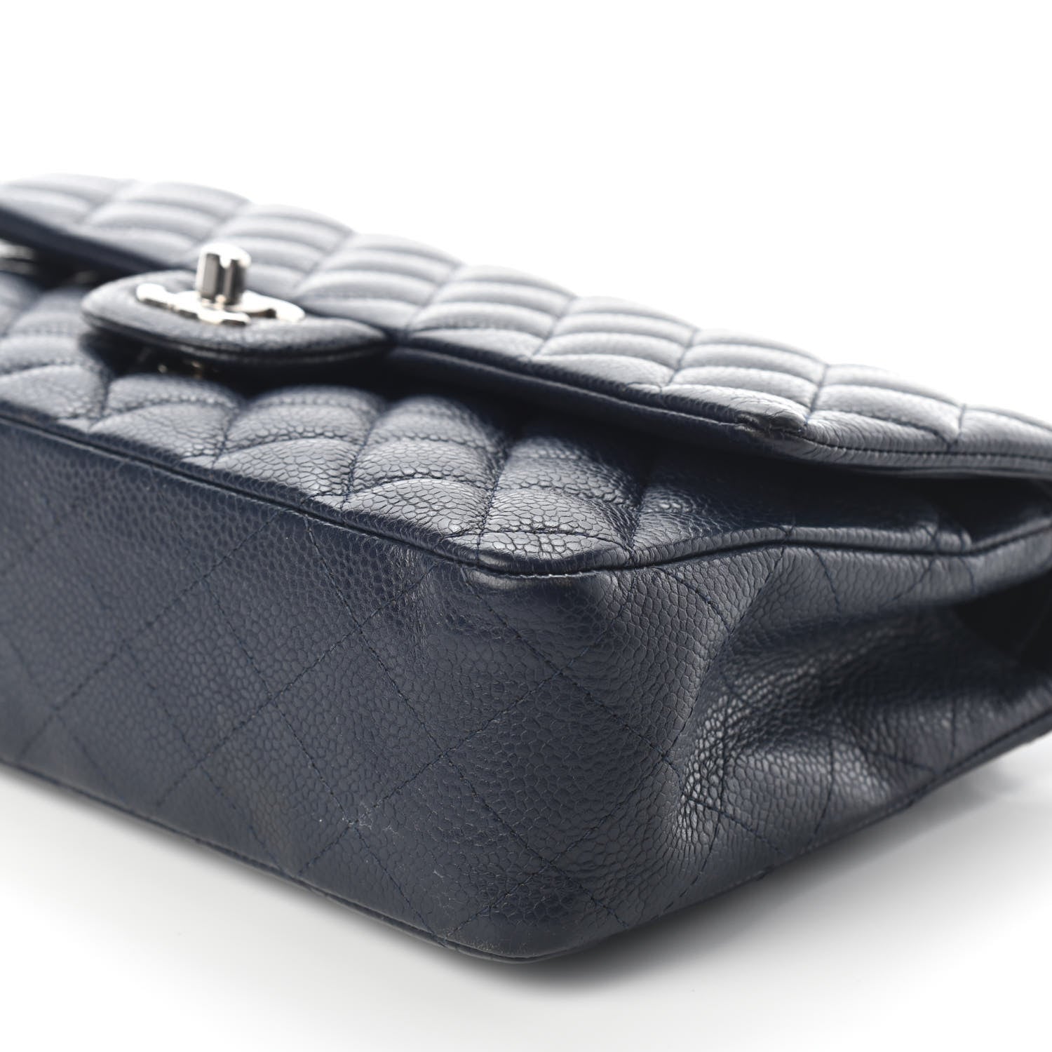 Chanel Caviar Quilted Medium Double Flap Dark Blue 9 of 9