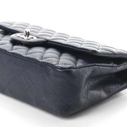 Chanel Caviar Quilted Medium Double Flap Dark Blue 9 of 9