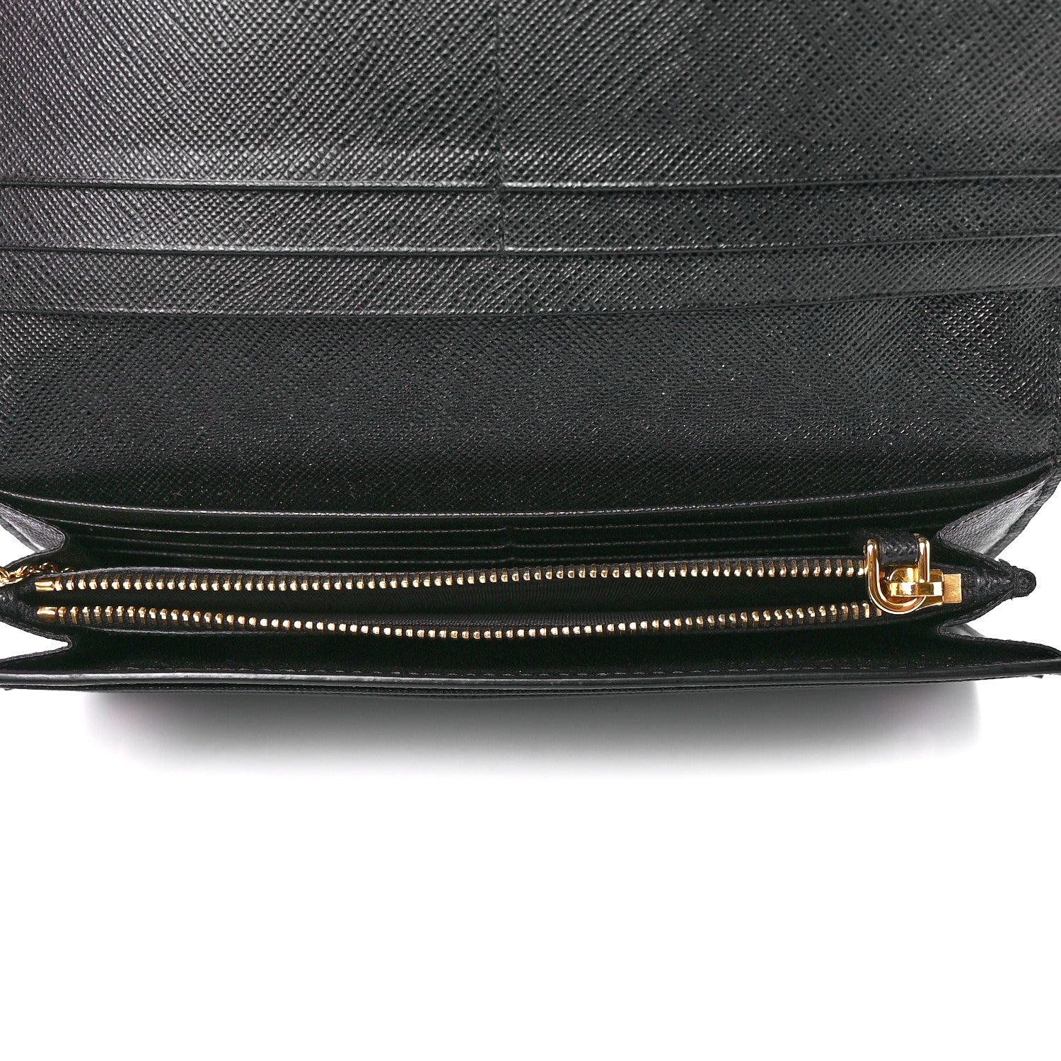 Prada Saffiano Metal Continental Flap Wallet Black 6 of 14