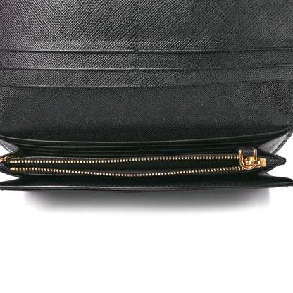 Prada Saffiano Metal Continental Flap Wallet Black 6 of 14